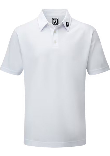 Stretch Pique Solid Polo Yaka Beyaz Golf T-Shirt 91823 modelleri