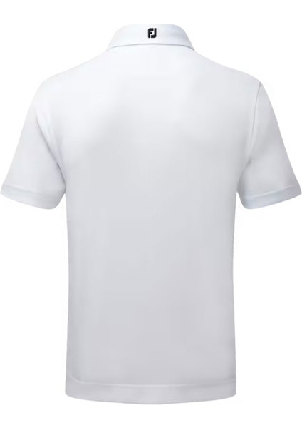 Stretch Pique Solid Polo Yaka Beyaz Golf T-Shirt 91823 fırsatları