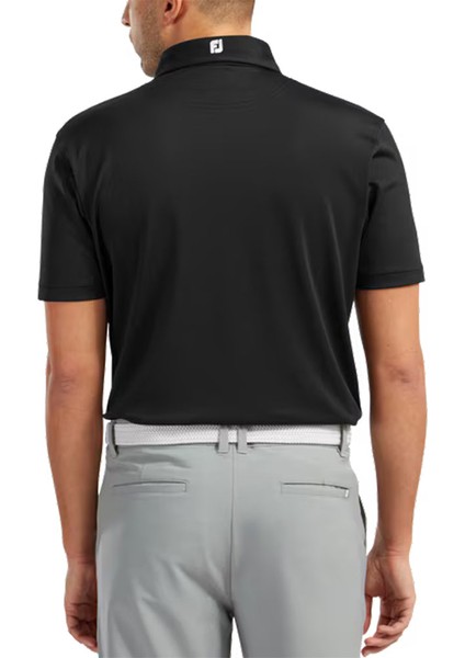 Stretch Pique Solid Polo Yaka Siyah Golf T-Shirt 91822 fiyatları