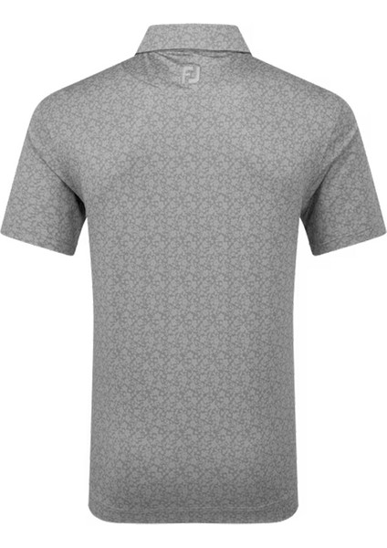 Çiçek Baskılı Polo Yaka Golf T-Shirt Çakıl Gri 81622