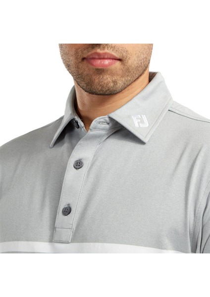 Stretch Pique Renk Bloklu Polo Yaka Gry/wht Golf T-Shirt 84467