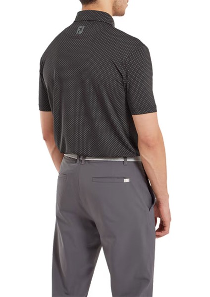 Stretch Lisle Nokta Baskı Polo Yaka Siyah Golf T-Shirt 81676 fiyatları