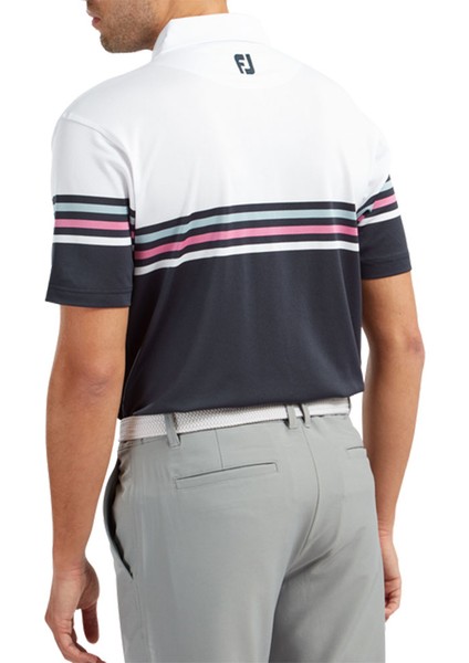 Stretch Pique Renk Bloklu Polo Yaka Wht/nvy Golf T-Shirt 90365 fiyatları