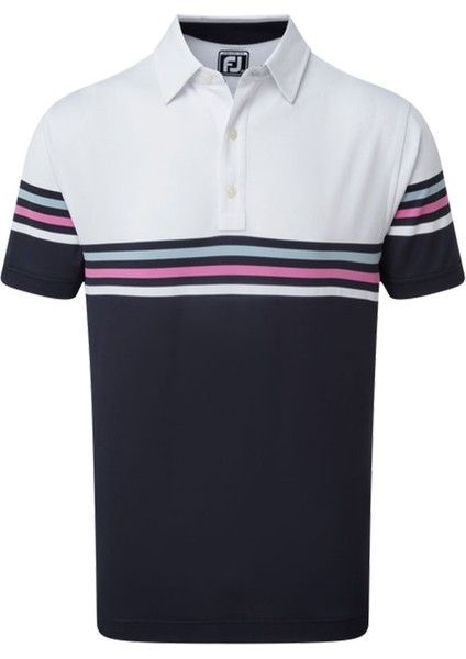 Stretch Pique Renk Bloklu Polo Yaka Wht/nvy Golf T-Shirt 90365 modelleri