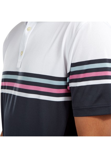 Stretch Pique Renk Bloklu Polo Yaka Wht/nvy Golf T-Shirt 90365 indirimleri