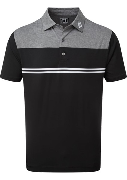 Stretch Pique Renk Bloklu Polo Yaka Gry/blk/wht Golf T-Shirt 90373