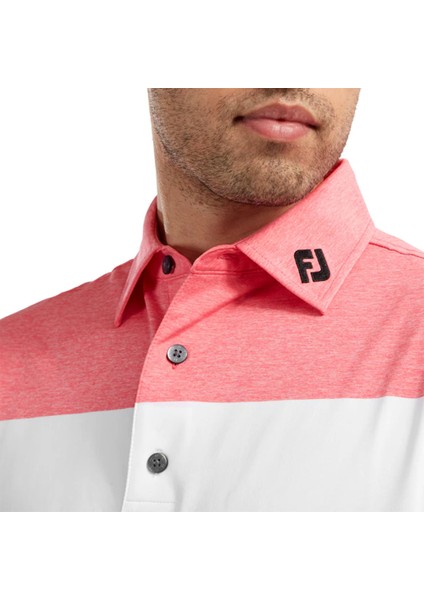Stretch Pique Renk Bloklu Polo Yaka Wht/cha Golf T-Shirt 90372