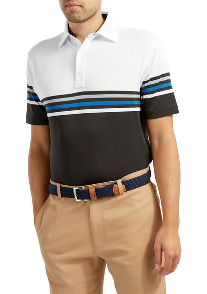 Stretch Pique Renk Bloklu Polo Yaka Wht/blk Golf T-Shirt 90366