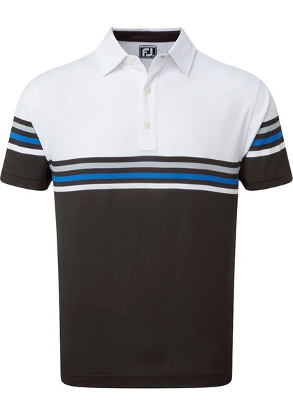 Stretch Pique Renk Bloklu Polo Yaka Wht/blk Golf T-Shirt 90366