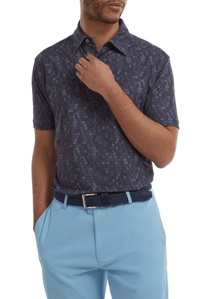 Dijital Kamuflaj Baskılı Lisle Golf Polo T-Shirt Koyu Gri 88436