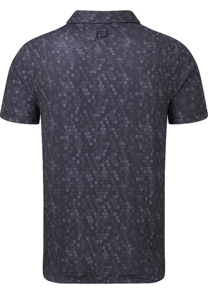 Dijital Kamuflaj Baskılı Lisle Golf Polo T-Shirt Koyu Gri 88436