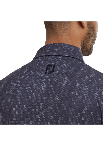 Dijital Kamuflaj Baskılı Lisle Golf Polo T-Shirt Koyu Gri 88436