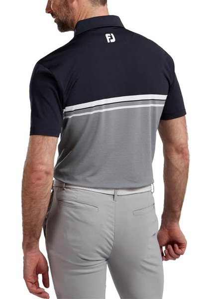 Stretch Pique Renk Bloklu Polo Yaka Gry/wht/nvy Golf T-Shirt 90371 fiyatları