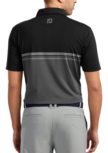 Stretch Pique Renk Bloklu Polo Yaka Blk/wht Golf T-Shirt 84468