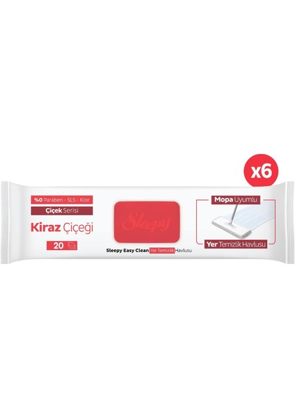 Easy Clean Kiraz Çiçeği Mopa Uyumlu Yer Temizlik Havlusu&mendili 6X20 (120 Yaprak)