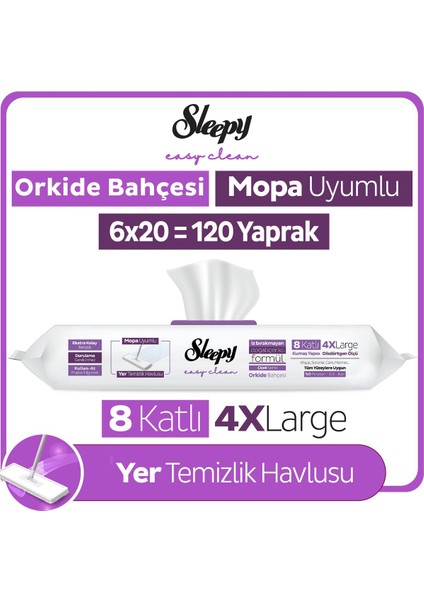 Easy Clean Orkide Bahçesi Mopa Uyumlu Yer Temizlik Havlusu&mendili 6X20 (120 Yaprak)