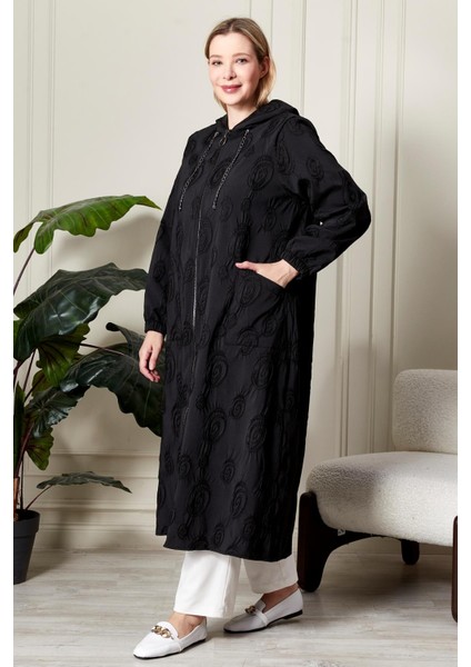 Kadın Büyük Beden Kapüşonlu Jakar Kap indirimleri