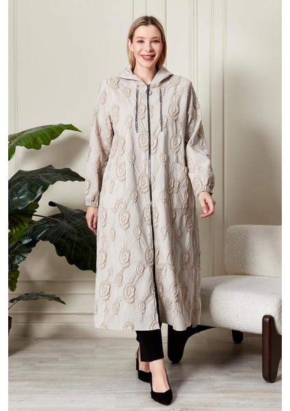 Kadın Büyük Beden Kapüşonlu Jakar Kap modelleri