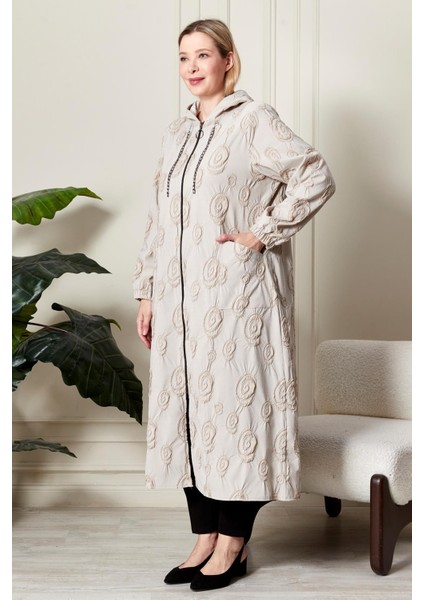 Kadın Büyük Beden Kapüşonlu Jakar Kap indirimleri