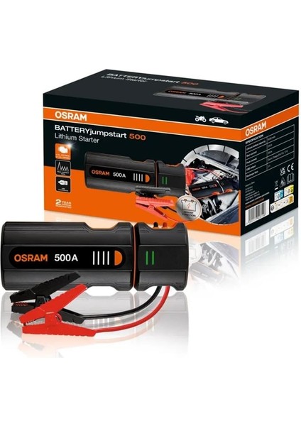 12V Akü Takviye Cihazı (Booster) (500A) (Usb-C 2.4 A) (Usb-A 2.4 A Powerbank) (Led Işık)