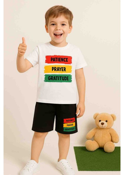 Baskılı Bisiklet Yaka Erkek ve Kız Çocuk Takımı Pamuklu T-Shirt ve Şort, Yazlık Konforlu Takım modelleri