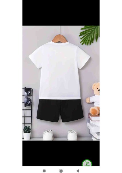 Baskılı Bisiklet Yaka Erkek ve Kız Çocuk Takımı Pamuklu T-Shirt ve Şort, Yazlık Konforlu Takım fiyatları