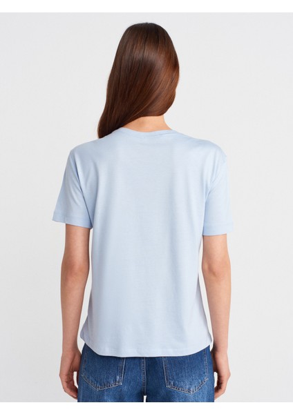 31791 Bisiklet Yaka Modal T-Shirt-Açık Mavi fiyatları