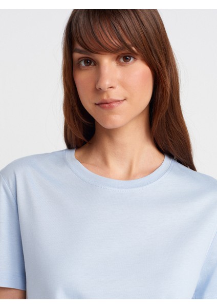 31791 Bisiklet Yaka Modal T-Shirt-Açık Mavi modelleri