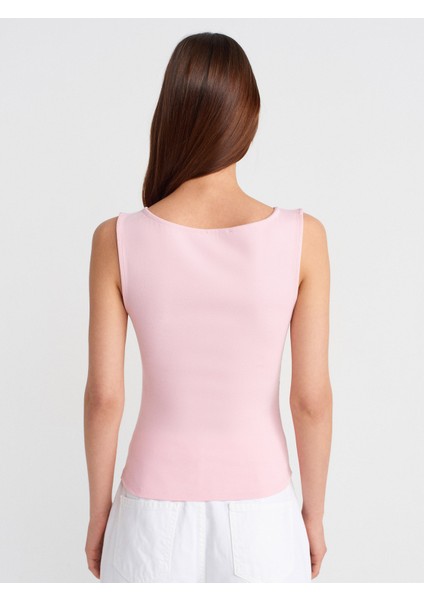 31589 Büzgülü Kayık Yaka Top-Toz Pembe fiyatları