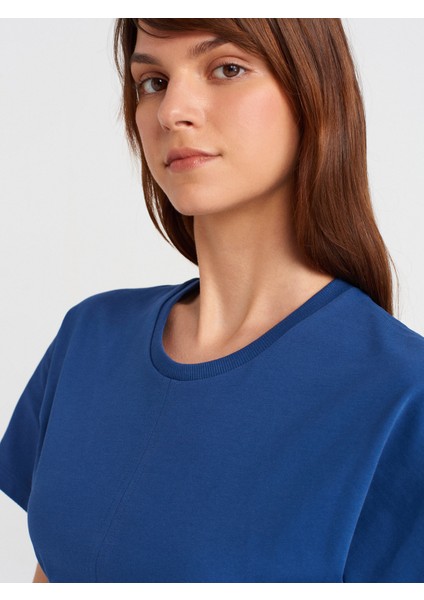 31585 Drape Detaylı T-Shirt-Indigo modelleri