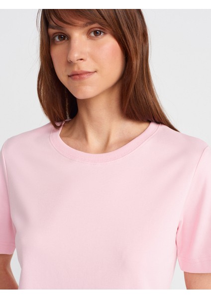 31763 Bisiklet Yaka T-Shirt-Toz Pembe modelleri