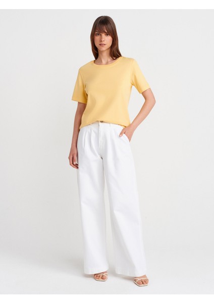 31763 Bisiklet Yaka T-Shirt-Sarı fırsatları