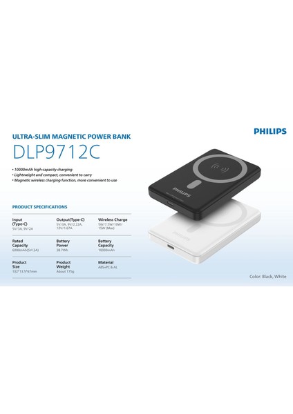 Magsafe POWERBANK,10000MAH,KABLOSUZ Hızlı ŞARJ,15W,LI-PO Batarya Koruma Şarj,güçlü MIKNATIS,DLP9712C