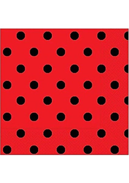 Puantiyeli Peçete Kırmızı Siyah 20'li