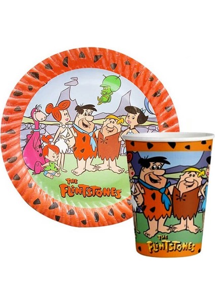 Taş Devri Karton Tabak - Bardak Set