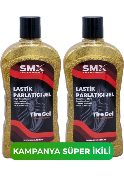 Simli Jel Lastik Parlatıcı 500 ml 2 Adet+ Sünger Hediye