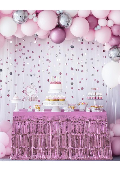 Metalize Masa Eteği Pembe modelleri