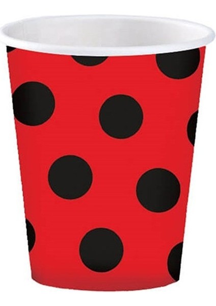 Karton Bardak Siyah Puantiyeli Kırmızı 8'li