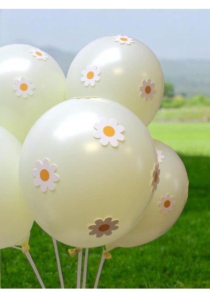Papatya Temalı Makaron Sarı Balon Seti Doğum Günü Balon Seti