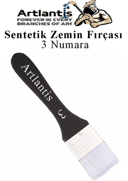 Zemin Fırçası 3 Numara 1 Adet Siyah Saplı Beyaz Fırça Kıllı Sentetik Ipek Uçlu Kıl Akrilik Guaj Yağlı Boya Fırçası Zemin