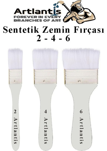 Beyaz Saplı 3 Lü Sentetik Zemin Fırçası 1 Paket 2 4 6 Numara Beyaz Zemin Fırçası Yağlı Boya Akrilik Boya Badana Guaj