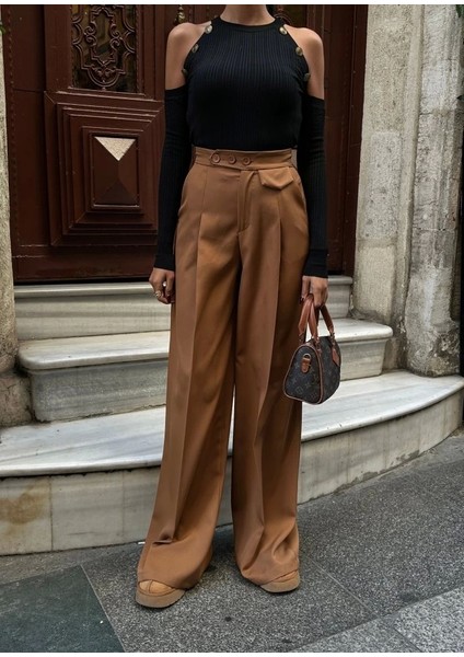 Üç Düğme Detayli Palazzo Pantolon fırsatları