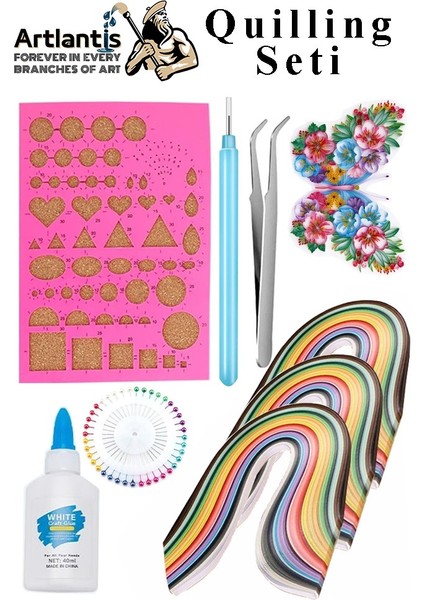 Quilling Seti 1 Paket Quilling Şablonu 10MM 50CM Quilling Kağıdı Cımbız Tutkal Yapıştırıcı Kağıt Kıvırma Kalemi Iğne