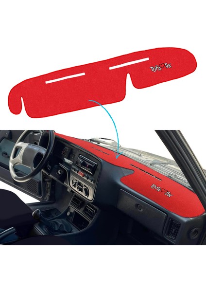 Tofaş Şahin Doğan Kartal Kırmızı Yüksek Torpido Koruma Halısı / Siyah Polar Yastık Oto Aksesuar fiyatları