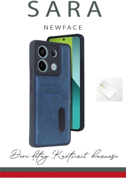 Xiaomi Redmi Note 13 Pro 5g Kılıf Sara Kartvizitli Deri Kılıf - Lacivert Gnzrz