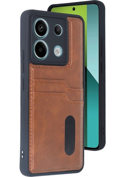 Xiaomi Redmi Note 13 Pro 5g Kılıf Sara Kartvizitli Deri Kılıf - Taba Gnzrz