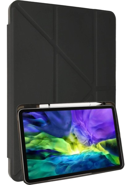 Samsung Galaxy P610 Tab S6 Lite 10.4 Kılıf Kalemlikli Mars Tablet Kılıfı - Koyu Gri Gnzrz