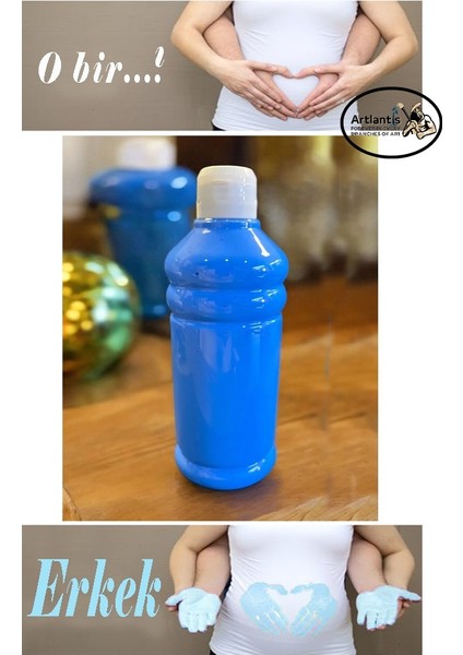 Mavi Pembe Cinsiyet Belirleme Parmak Boyası 1 Adet 500 ml Kız Cinsiyet Açıklama Boyası Yıkanabilir Zararsız