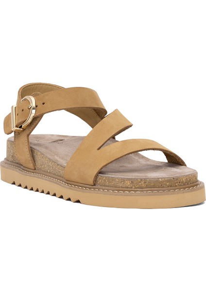D25YS-5240 Kadın Hakiki Deri Düz Sandalet Camel fiyatları
