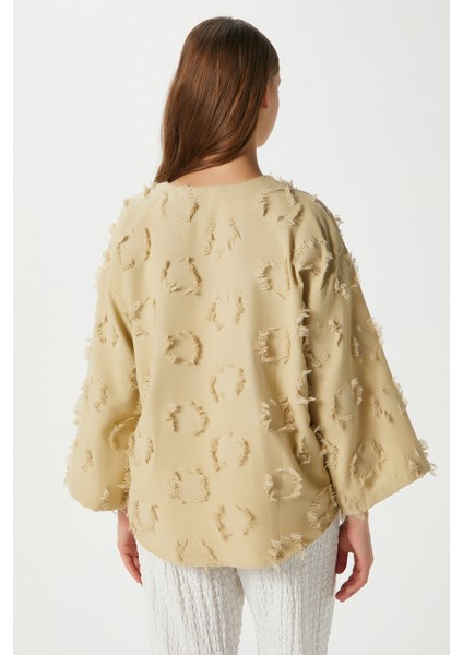 Kadın Harmony Bağcıklı Çağla Yeşili Kimono Gömlek